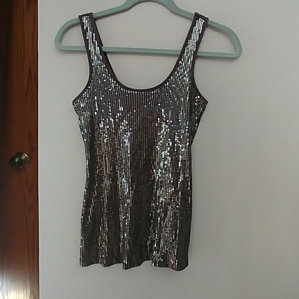 Express charcoal sequins tank top